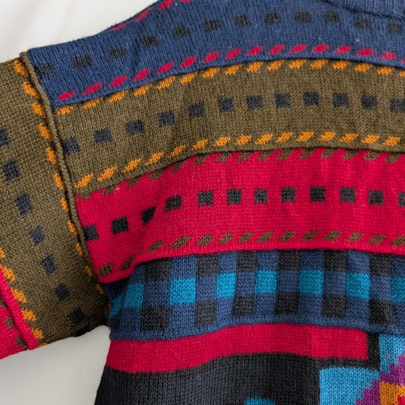 Vintage Millma Alpaca Multicolor Knit V-Neck Buttoned Long Cardigan Sweater - L - Picture 9 of 16